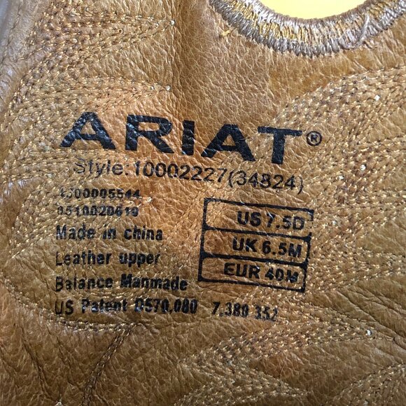 Ariat Men's  7.5 Heritage Roughstock Western Square Toe Leather - Picture 10 of 10